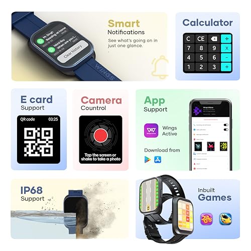 Image of Wings zaisia Urbana Smartwatch with 2.01A inch IPS LCD Screen, Digital smartwatch Android smartwatch with Ai Voice Assistant, IP68 Water & Dust Resistant.