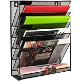 GDinDinFan Wall File Organizer Holder Mesh Hanging Paper Document Holder,Vertical 5 Pocket Tier for...