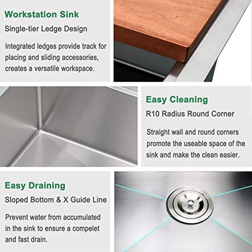 Bathivy Undermout Wet Bar Prep Sink, 22 X 18 X 10 Inch Bar Sink, Handmade Stainless Steel Sink Set Single Bowl Small Kitchen Bar And Rv Sink With All Accessories #TOP4