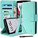 LG G4 Case, Style4U Premium PU Leather Stand Wallet Case with ID Credit Card / Cash Slots for LG G4 + 1 Stylus [Mint Green]