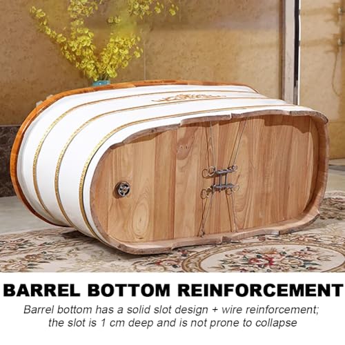 TT-YEC Europäische Luxus -Eiche -Badewanne, Massive Holzbadewanne Im Innenhoch, Eine Tiefe Ovale Holzbadewanne Mit Bank, Abflussventil, Verdickte Tiefe, Eingewichtige Holzbadewanne Kit,L160cm – Bild 6