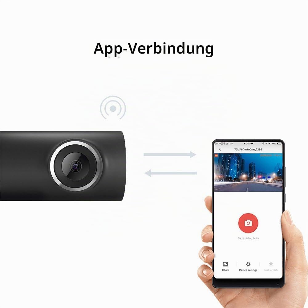 70 Mai Englisch Sprachsteuerung Auto Dash Cam, 1080 P Full HD 130 Grad WiFi 128 MB Flash Nacht Version G-Sensor Auto Kamera DVR mit Loop Record