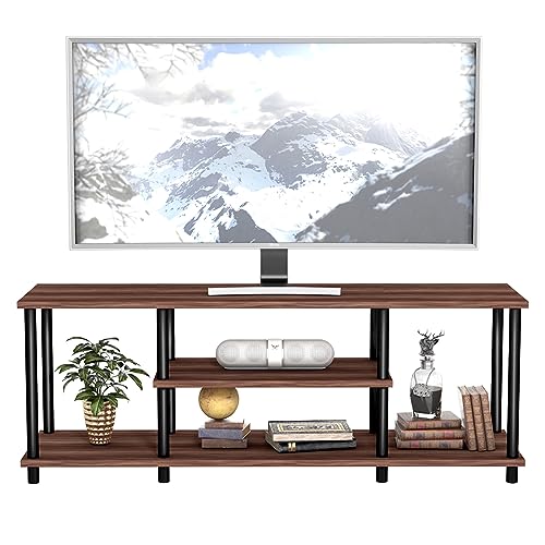 COSTWAY Mobile Porta TV con 3 Livelli Ripiani Aperti, per TV fino a 50 Pollici, Mobile TV di Legno per Salone, Camera da letto, Corridoio, Facile da Montare, 110,5 x 29 x 41 cm (Marrone)