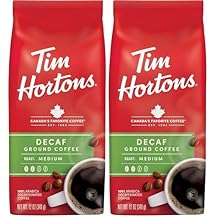 Tim Hortons 100% Arabica Medium Roast, Decaffeinated, Ground Coffee, 12 Ounce Pack of 2