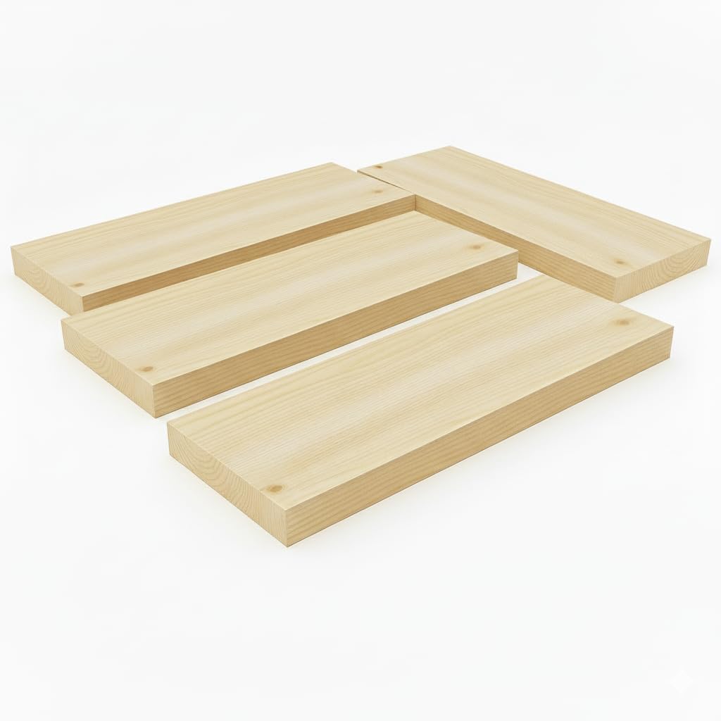 WINGS – Pack of 4 Pine Wood Plained Blocks (16 mm x 80mm x 900mm) | Smooth Finish for Crafts, DIY,Wall cladding and Joinery Work