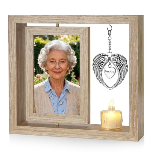 SOITIS Engraving Sympathy Gifts Memorial Picture Frame for Loss of Loved One - Memorial Gifts for Loss of Mom, Dog in Loving Memory Picture Frame, Condolences Gift for Loss, Rotate Display for Two 4x6 Photos Memorial Photo Frame