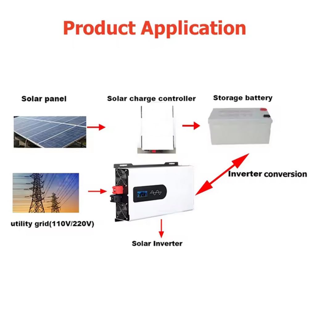 Falownik o mocy 5000 W z czystą sinusoidą 12 V/24 V/48 V DC do 220 V/110 V AC z wyświetlaczem LCD 2 otwory wentylacyjne Falownik samochodowy niskiej częstotliwości