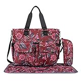 Leaper Floral Diaper Tote Bag Shoulder Bag Beach Bag Handbags Nappy Bag Red