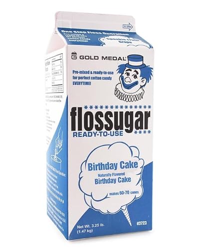 Cotton Candy Floss sugar Mix Flavors | Pack Of 6 | Blue Raspberry, Banana, Bubble Gum, Chocolate, Cherry, and Birthday Cake Flavors | 1/2 Gallon Cartons