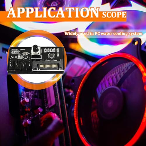 HUAREW Controlador de perilla de velocidad del ventilador de refrigeración de 12 V y 4 pines, adaptador de ventilador de chasis de PC PWM, fuente de alimentación suministrada con interfaz SATA - imagen 7