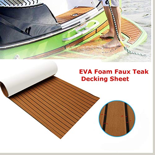 Zeeos EVA Foam Teak Floor Decking Sheet 94.5''x36'', NonSkidSelf