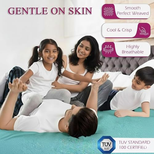 Image of TRANCE Waterproof Terry Fabric Ultra Soft Single Size Cotton Mattress Protector|Breathable Hypoallergenic Mattress Cover Single Size (72x30 inch|6x2.5 feet, Turquoise)