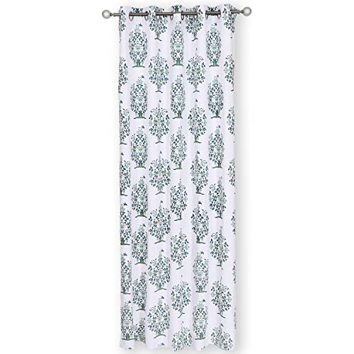 Image of Homestan 100% Cotton Block Print Door Curtains 9 Feet Long Set of 1 for Home Decor (9 X 4.5 Feet, Brown)