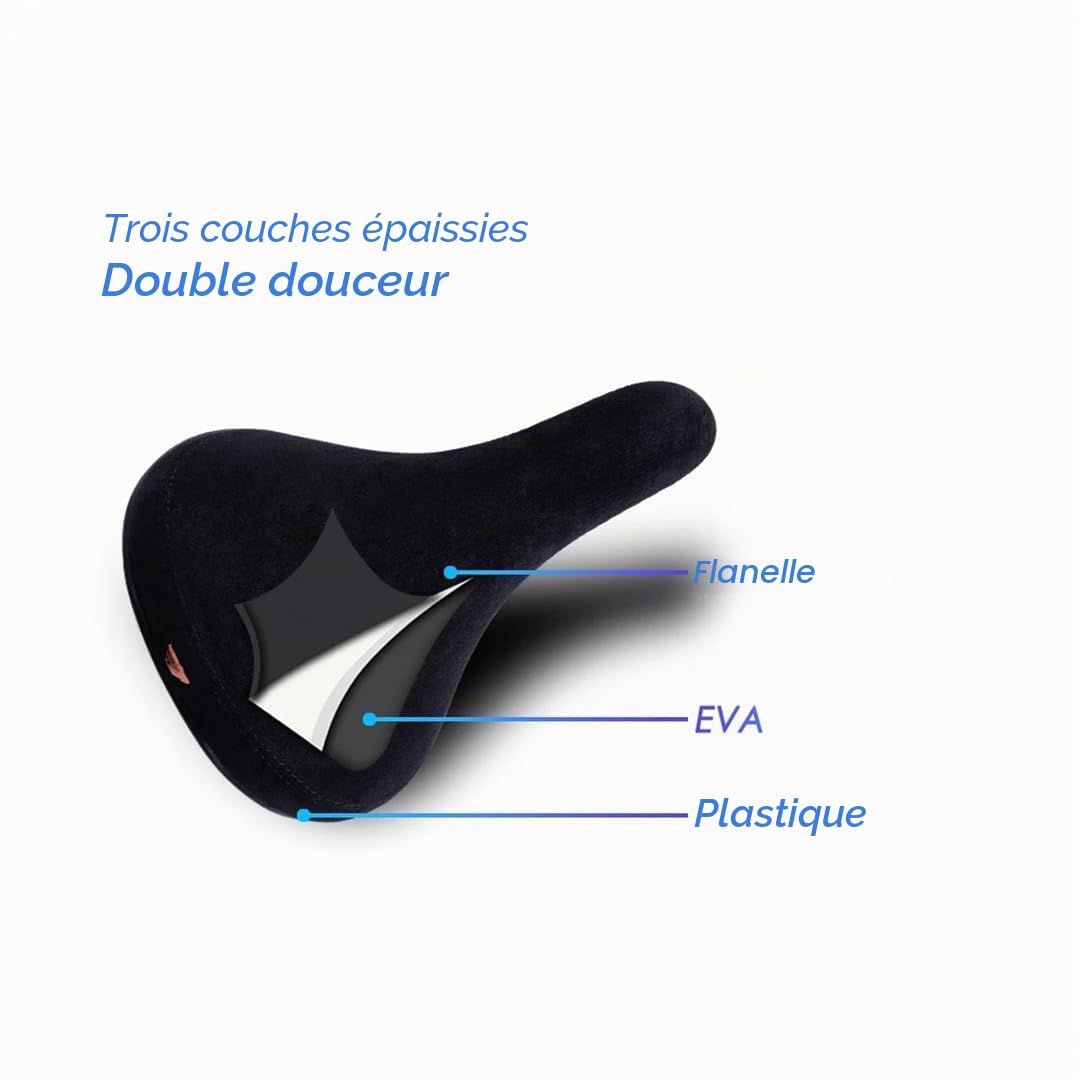 Selle de vélo à roulettes noire avec logos, selle de vélo en flanelle, logo brodé, rail de 8 mm