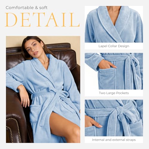 Image of HEARTNICE Womens Fleece Robes, Soft Plush Long Bathrobe, Thick Kimono Robes for Womens, Warm House Coat