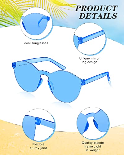 Xuhal 36 Pairs Colored Sunglasses Round Fun Transparent Candy Color Rimless Sunglasses Party Colored Glasses Tinted Eyewear Colorful Retro Eyeglasses for Women Men, 6 Colors3