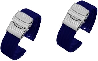 2 Peças Pulseira De Liberação Ajustável Universal Azul Fivela De Fivela De Substituição De Pulseira Macia De Aço Inoxidável Masculina Pulseira De Relógio Acessórios De