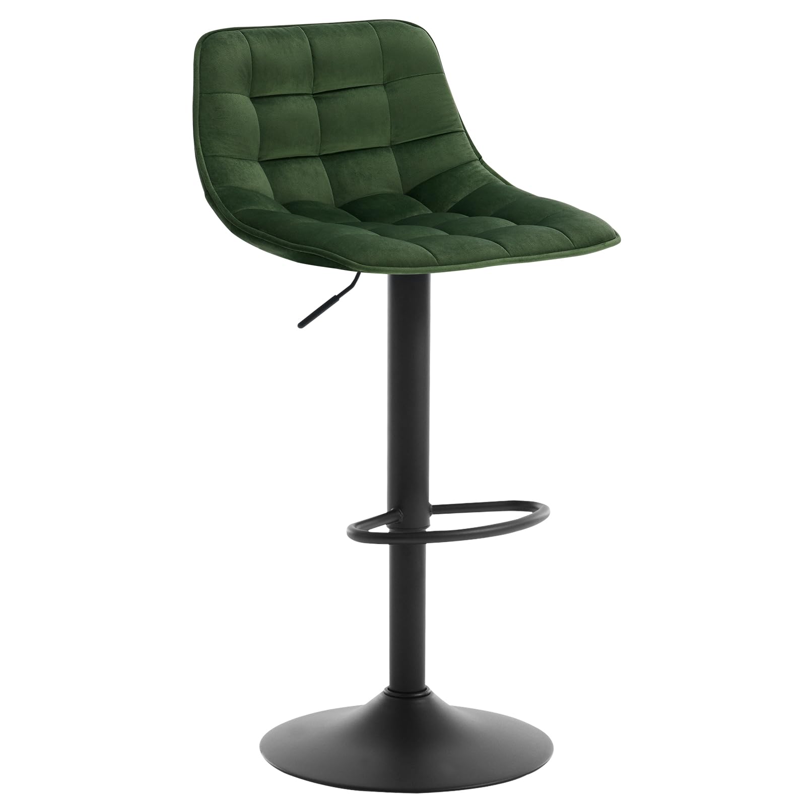 WOLTU Taburete de Bar, Taburetes Alto de Cocina Giratorio con Respaldo Regulable en Altura Muebles Sillas, Terciopelo, Verde Oscuro