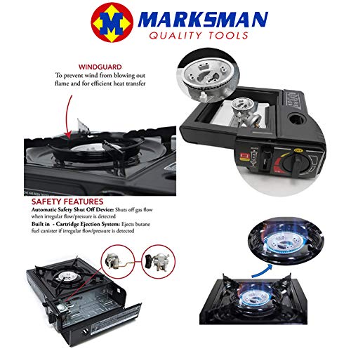MARKSMAN Portable GAS COOKER Butane Camping Stove FREE Carry Case BBQ Outdoor Indoor Kitchen Hiking Single Burner Caravan House Party Boating Fishing Cookware Garden Patio Picnic Cooking Refills UK - Image 6
