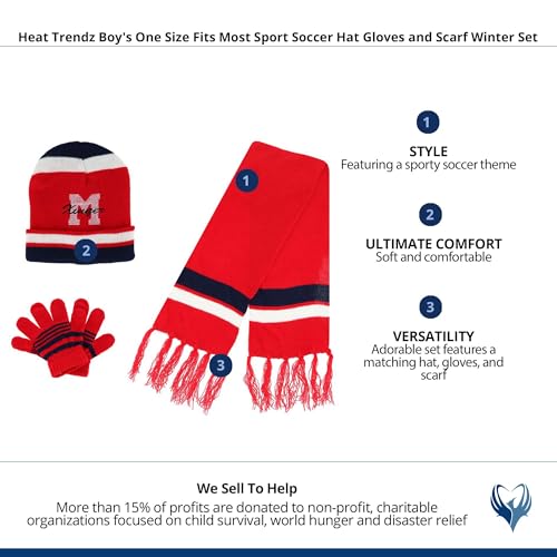 Image of Boy's One Size Fits Most Sport Soccer Hat Gloves and Scarf Winter Set