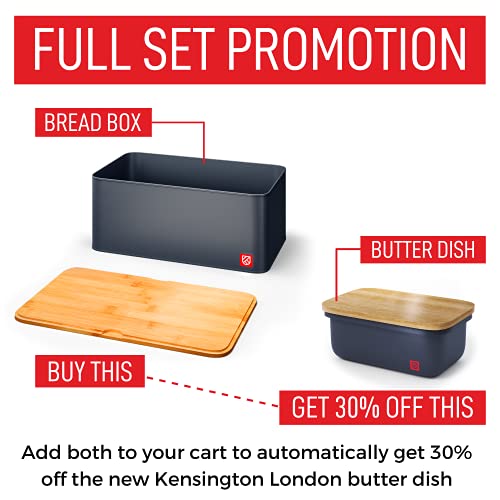 image for Butter Dish with Bamboo Lid - Countertop Butter Stick Container with A