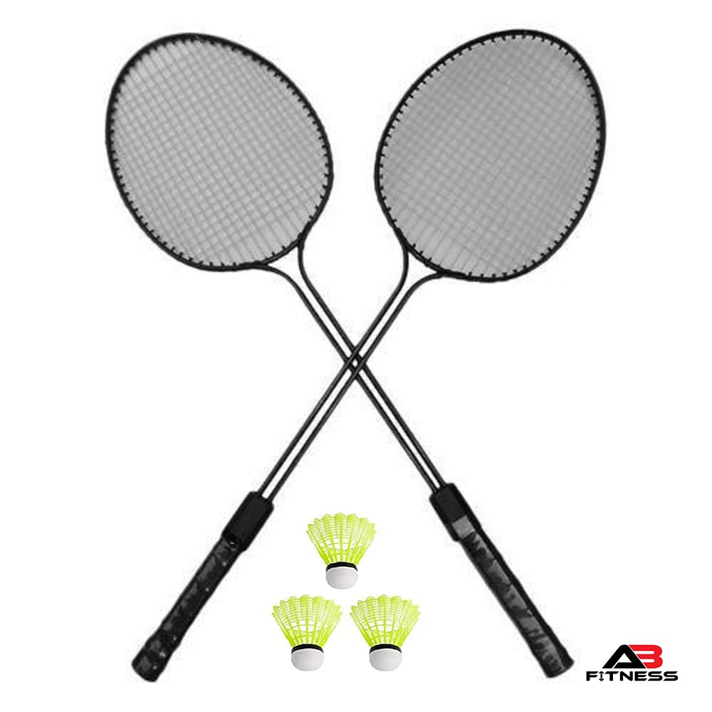 AB Fitness Heavy Duty Double Shaft Badminton Racket Set of 2 Piece. with. 3 Piece. Nylon Shuttles. Black (B0C4Z8FCHT) Amazon Price History, Amazon Price Tracker
