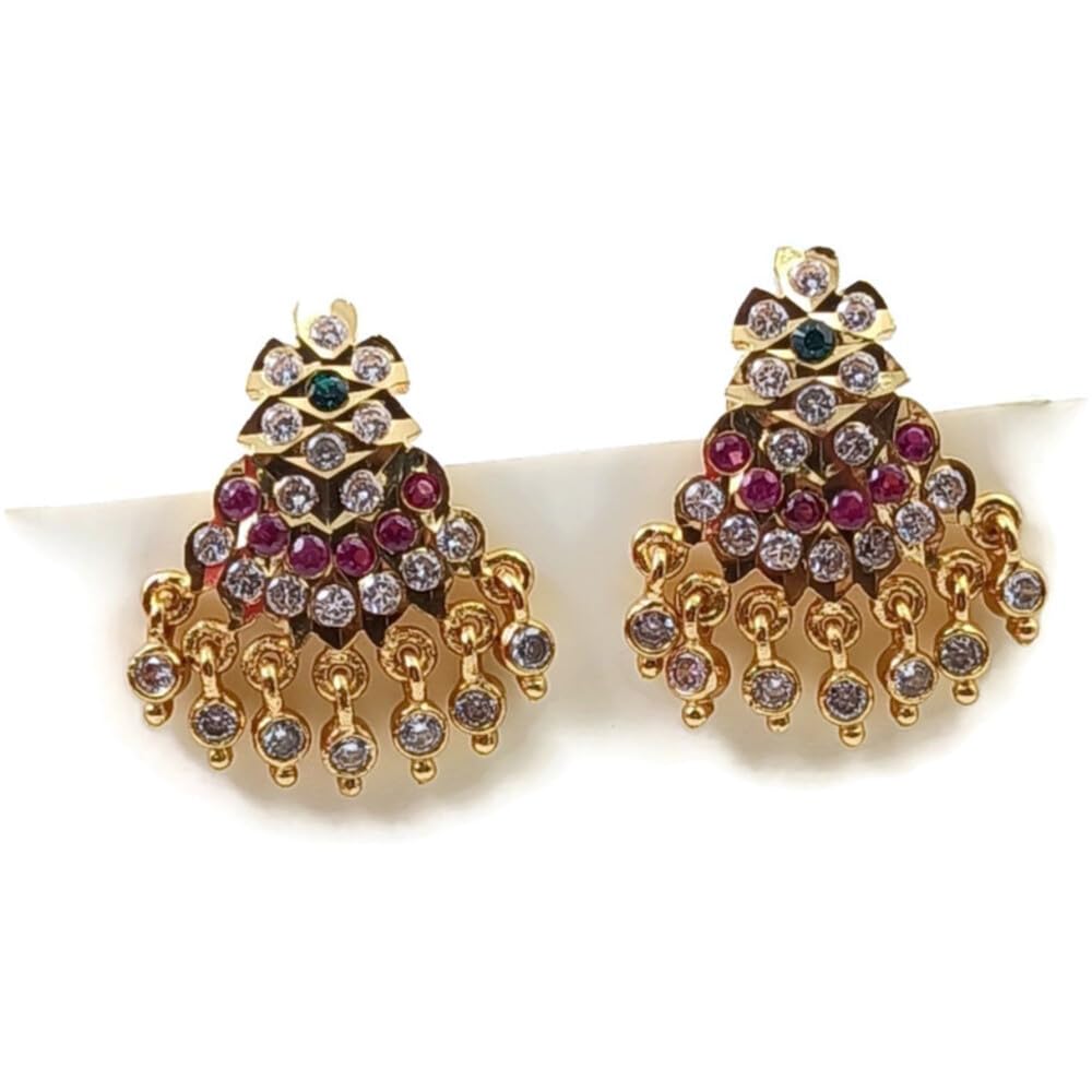 PRS GOLD COVERING -Womens impon five metal stoned earring panchaloha (B0CKPTGC52) Amazon Price History, Amazon Price Tracker