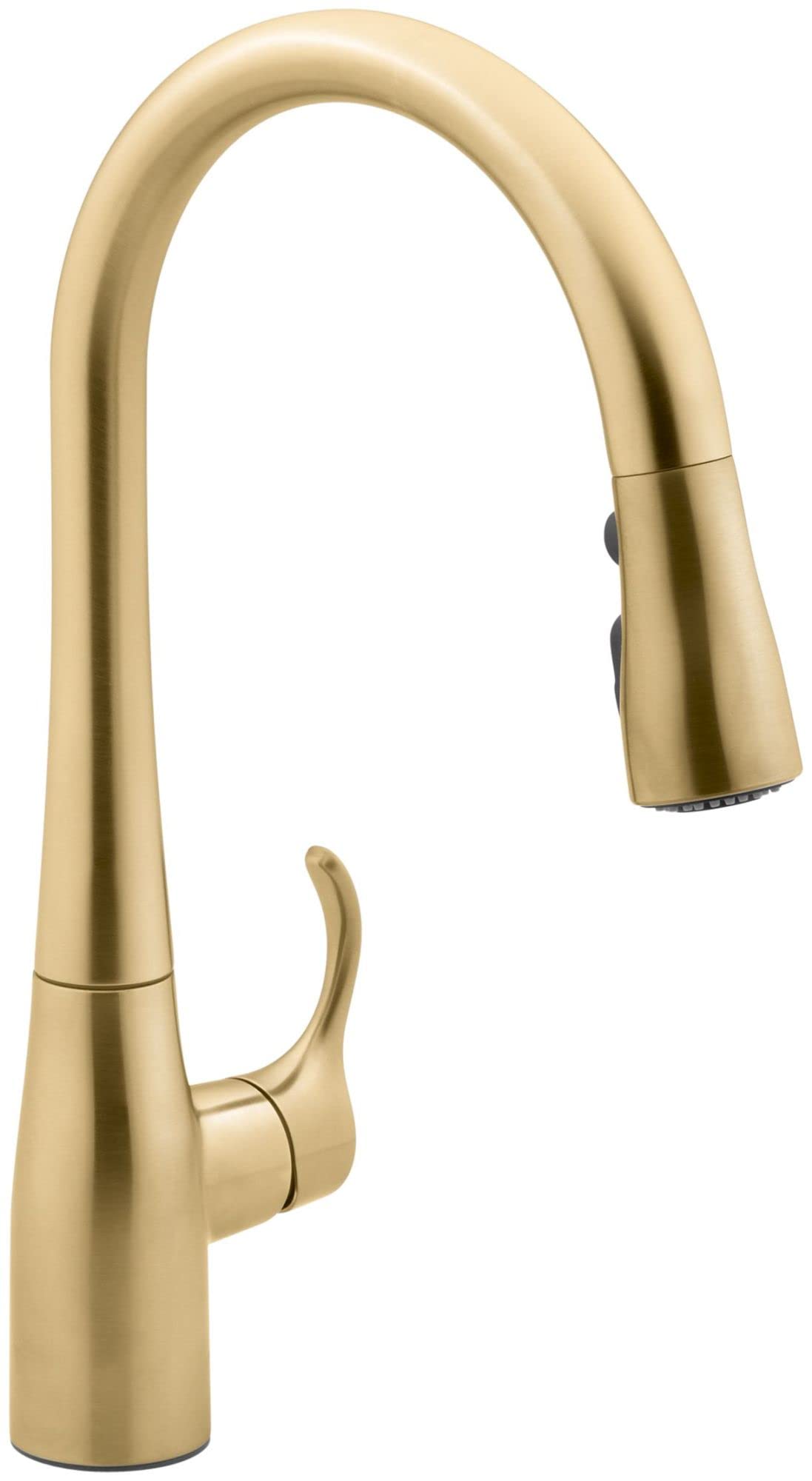 Kohler 597-2MB Simplice Pull Down Kitchen Faucet, 3-Spray Faucet, Kitchen Sink Faucet with Pull Down Sprayer, Vibrant Brushed Moderne Brass