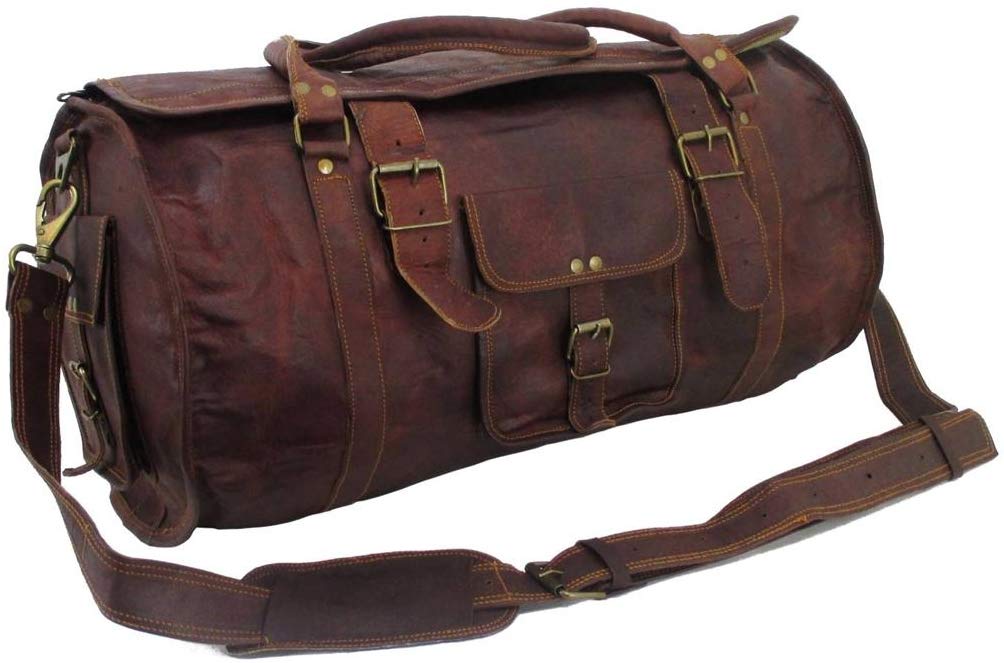 21 Genuine Leather Duffel Overnight Travel Tote Bag