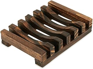 Anwenk Wooden Soap Dish Soap Saver Holder Soap Tray for Bathroom Shower Rectangular Sink Drainer Hand Craft for Soap,Sponges and More (1Pack)