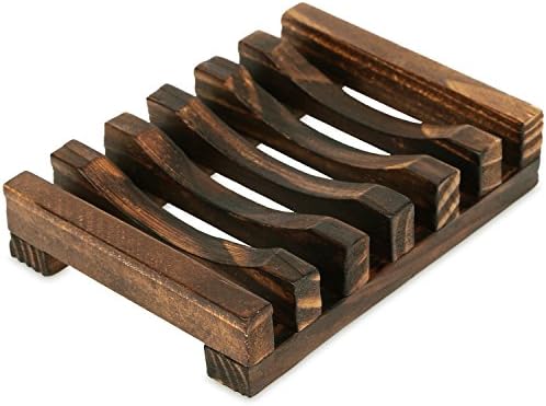 Anwenk Wooden Soap Dish Soap Saver Holder Soap Tray for Bathroom Shower Rectangular Sink Drainer Hand Craft for Soap,Sponges and More (1Pack)