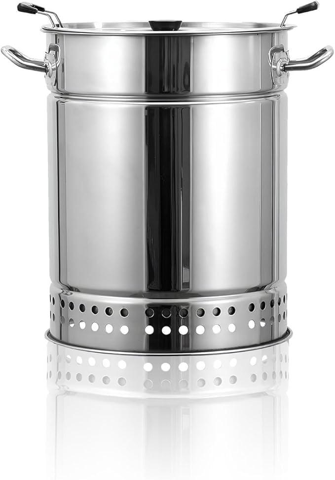 Griglia a carbone portatile senza fumo e affumicatore verticale per barbecue, barile in acciaio inox con torrefazione rotante per cucinare all'aperto