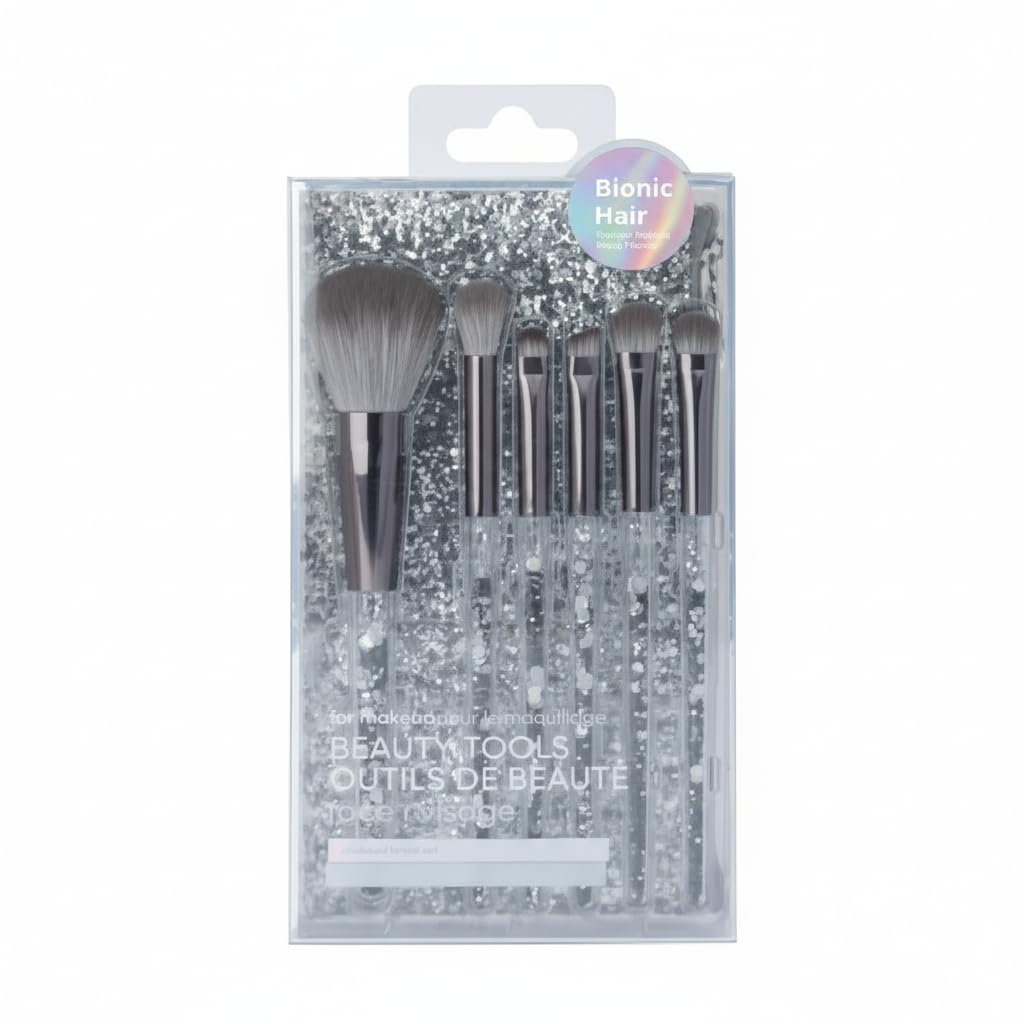 Makeup Brushes with Zipper Bag | 6 pcs (Grey)-image-1