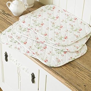 Charlotte Rose 4 Quilted Cotton Placemats, Exclusive Laura's Beau Design