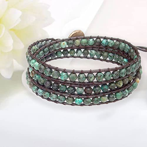 Ayriwoyi Turquoise Wrap Bracelet Beaded Wrap Bracelet For Women Green Wrap Bracelets For Women Adjustable Women's Boho Wrap Bracelet 3 Wraps Handmaded Gift #TOP4