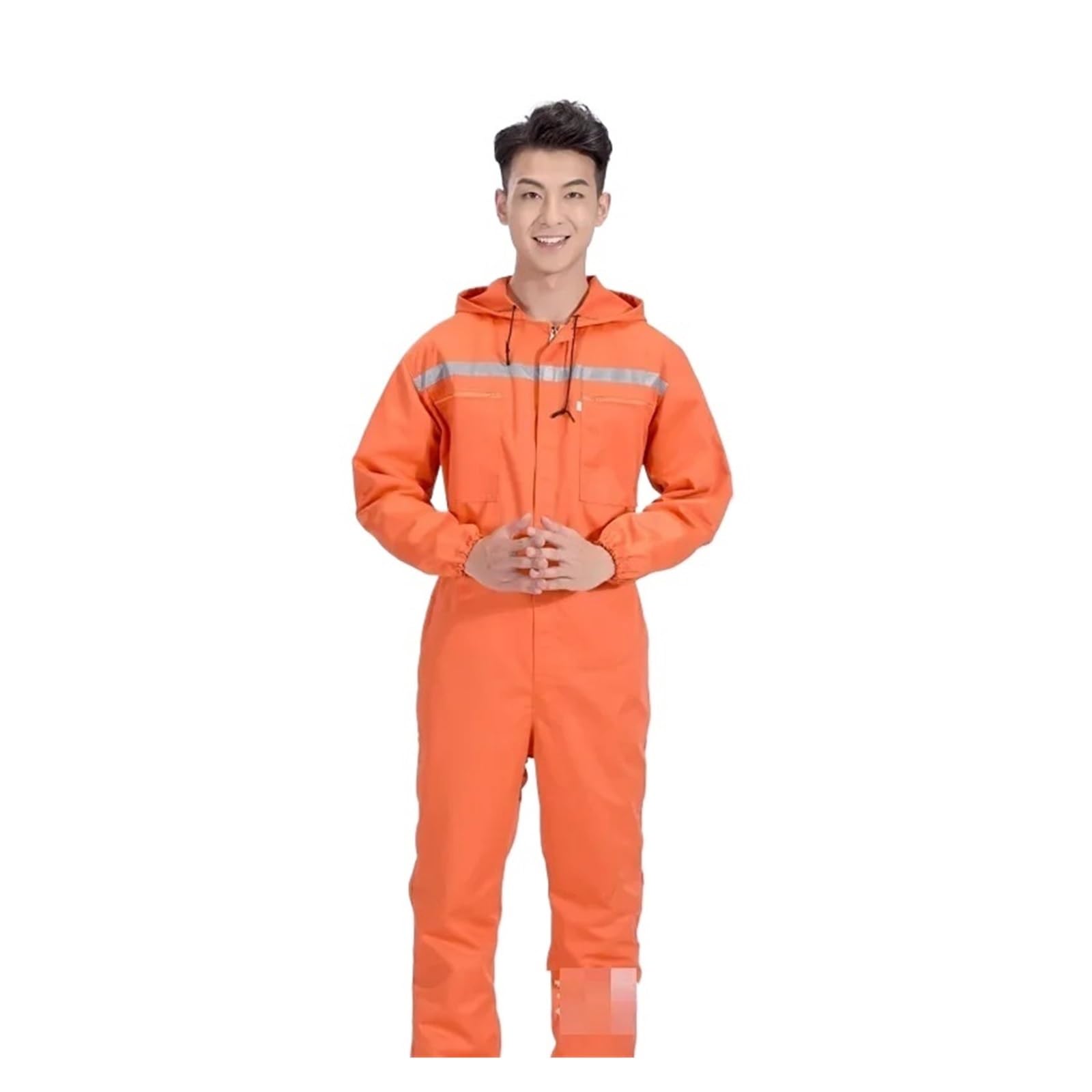 Ropa De Trabajo para Hombre Overoles de Trabajo Ropa de Trabajo Bolsillos Reflectantes con Cremallera Overoles de Seguridad for mecánicos de automóviles a Prueba de Polvo(Orange,XL)
