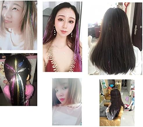 14 pcs Colorful Straight Hair Extensions, 4200 Strands Hair Tinsel Colored Clip in Hair Extensions Rainbow Straight Heat-Resistant Synthetic Hair Extensions (36.6 Inches)