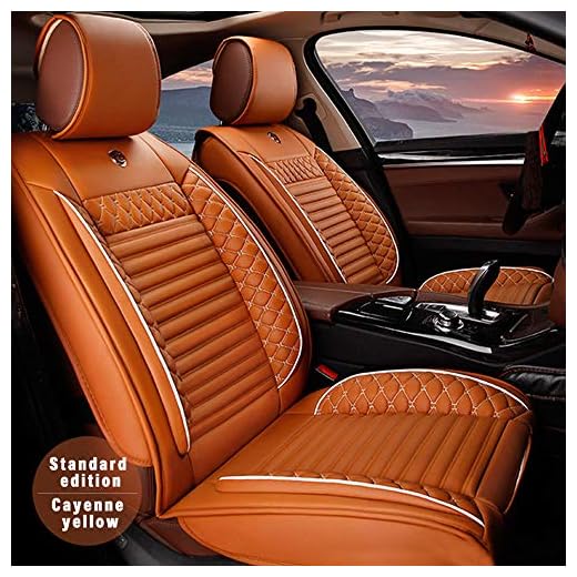 Asiento Coches Funda Para Volks wagen(VW) Tiguan 2012-2017 5-Asiento Delanteros&Traseros Asiento Coche PU Cuero Protector Cubiertas Accesorios Interior Cuatro Estaciones General Amarillo Cayena