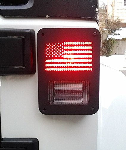 Jeep Wrangler AMERICAN FLAG Metal Tail Light Guards made in the USA