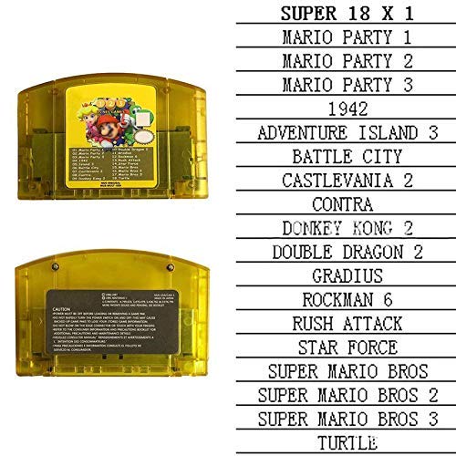 18 Games in 1 Game Cartridge for Nintendo N64 with Mario Party 1 2 3 and 15 NES Edition Support Game Multicart Save Memory Card(US Version) - Thumbnail 2
