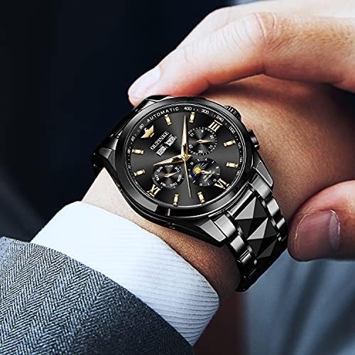 Image of OLEVS Men's Waterproof Watches Stainless Steel Waterproof Chronograph Wrist Watches Luxury Dress White Luminous Big Face Analog Quartz Male Watches