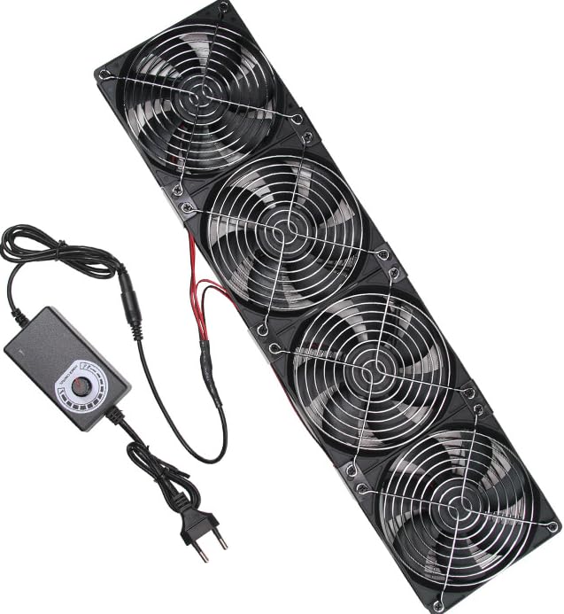 Confezione da 4 ventole per PC da 120 mm con adattatore di rete da 230 V, ventola senza spazzole da 12 V con regolatore di velocità continuo, ventola silenziosa per computer, server, PC da gioco