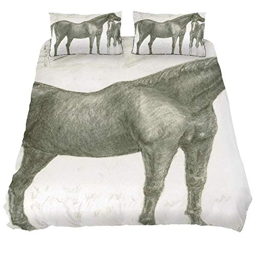 Eslifey Juego de ropa de cama de 3 piezas, diseño de caballo y su madre, con dos fundas de almohada