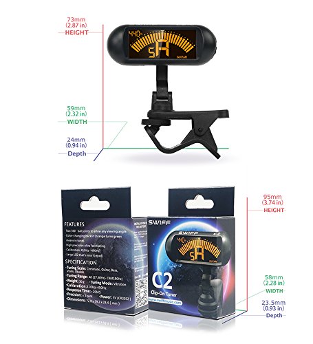 Professioneel stemapparaat/tuner voor gitaar, bas ukelele viool chromatisch met groot display - Image 8
