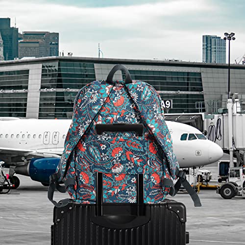Searock Womens Quilted Backpack Large Cotton Traveling Dackpack Lightweight College Bookbag With Trolley Sleeve Gray Orange #TOP5