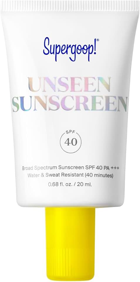 Supergoop! Unseen Sunscreen - SPF 40 - Clear &amp; Invisible Face Sunscreen + Broad Spectrum + Makeup-Gripping Primer - Weightless, Scentless, Oil Free - For All Skin Types &amp; Tones - 0.68 fl oz