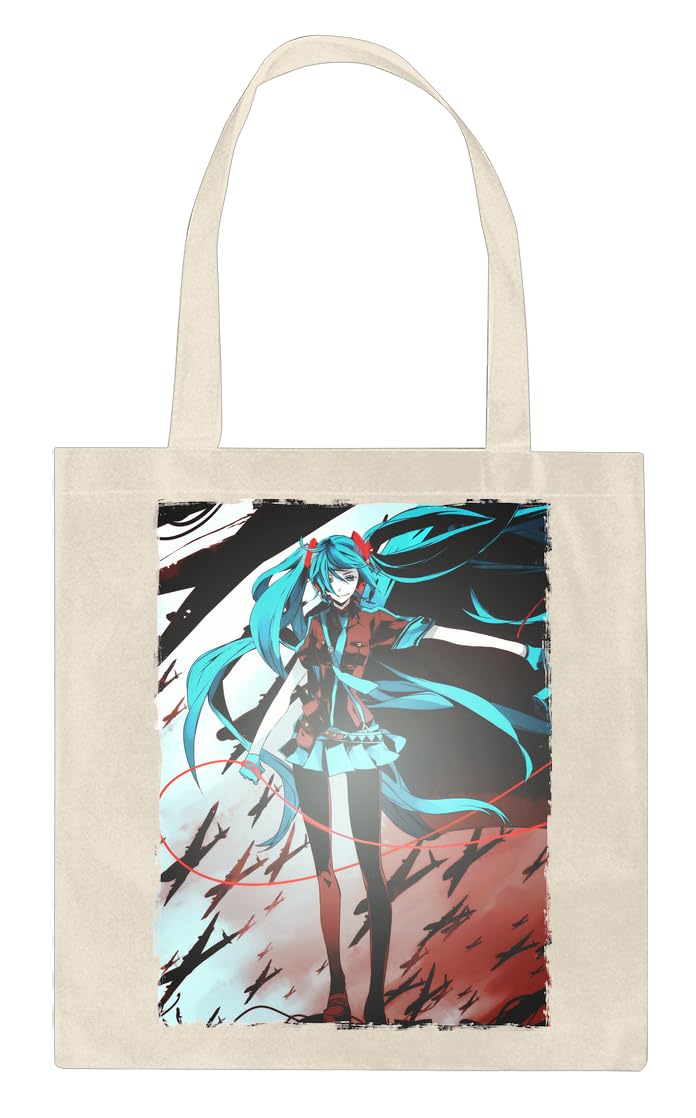 Jane Fraser Vocaloid Miku Art Custom Printed Tote Bag| 100% Soft Cotton| Natural Color & Eco-Friendly| Unique, Re-Usable & Stylish Handbag For Every Day Use| Custom Shoulder Bags
