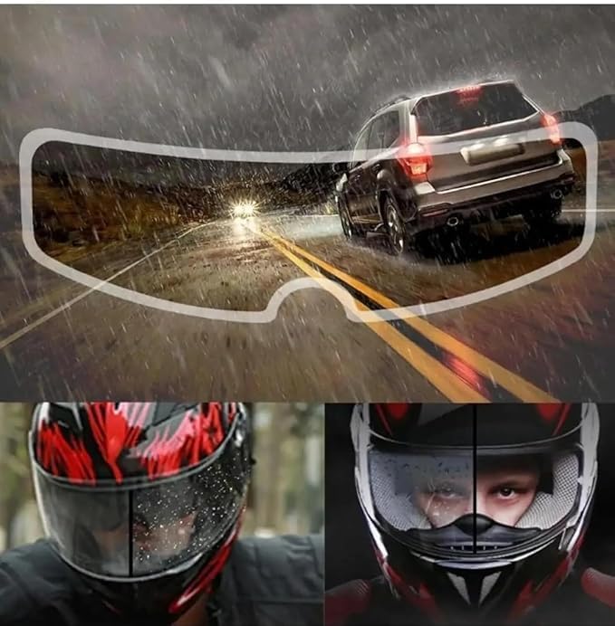 Image of QAWACHH Anti Rain Film for Helmets (Helmet visors) (Paste Outside Area of Helmet) | Transparent & Waterproof Protection Film | Clear Visibility During Monsoon