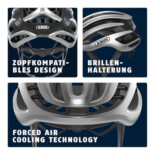 ABUS Rennradhelm AirBreaker - High-End Fahrradhelm für den professionellen Radsport - für Damen und Herren - Silber, Größe L – Ansicht 4