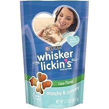 Purina Whisker Lickins Tuna Flavor Crunchy & Yummy Cat Treats, 1.7 Ounce Bags Pack of 8